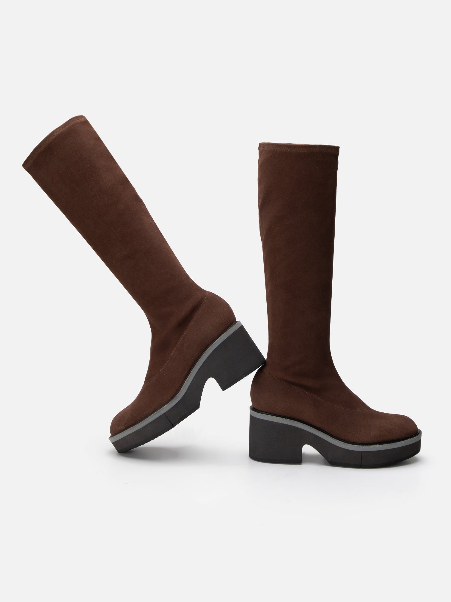 HIGH BOOTS - ANKI, suede stretch brown - 3606064088106 - Clergerie Paris - Europe