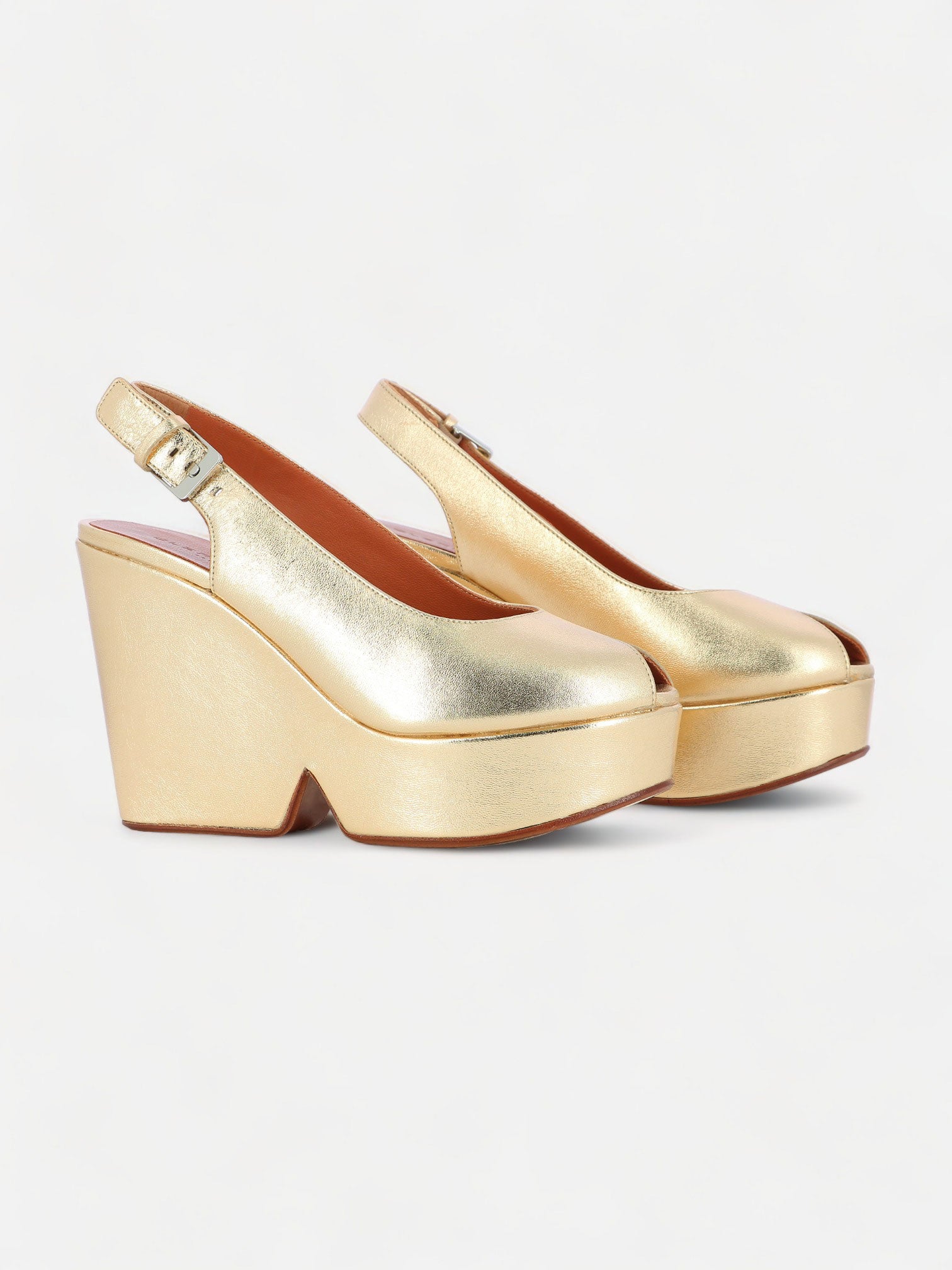 DYLAN wedges, leather gold metallic