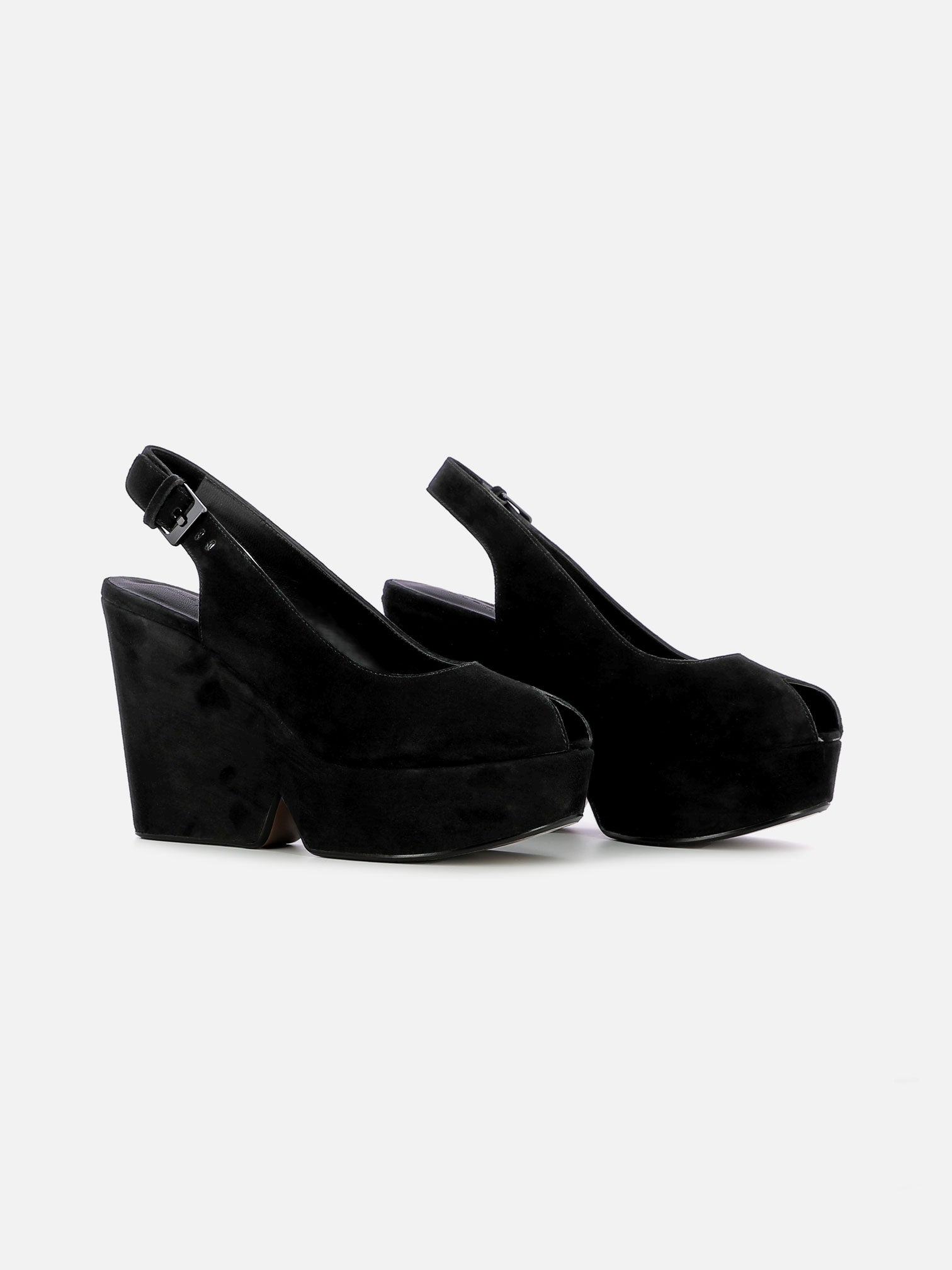 WEDGES - DYLAN wedges, suede goatskin black - 3606063973861 - Clergerie Paris - Europe