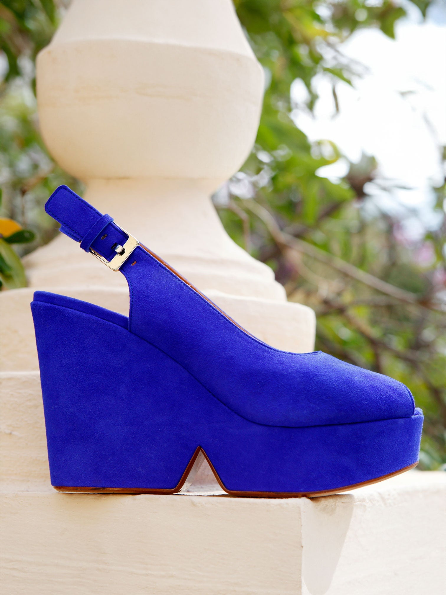 WEDGES - DYLAN wedges, suede goatskin blue - 3606063972512 - Clergerie Paris - Europe