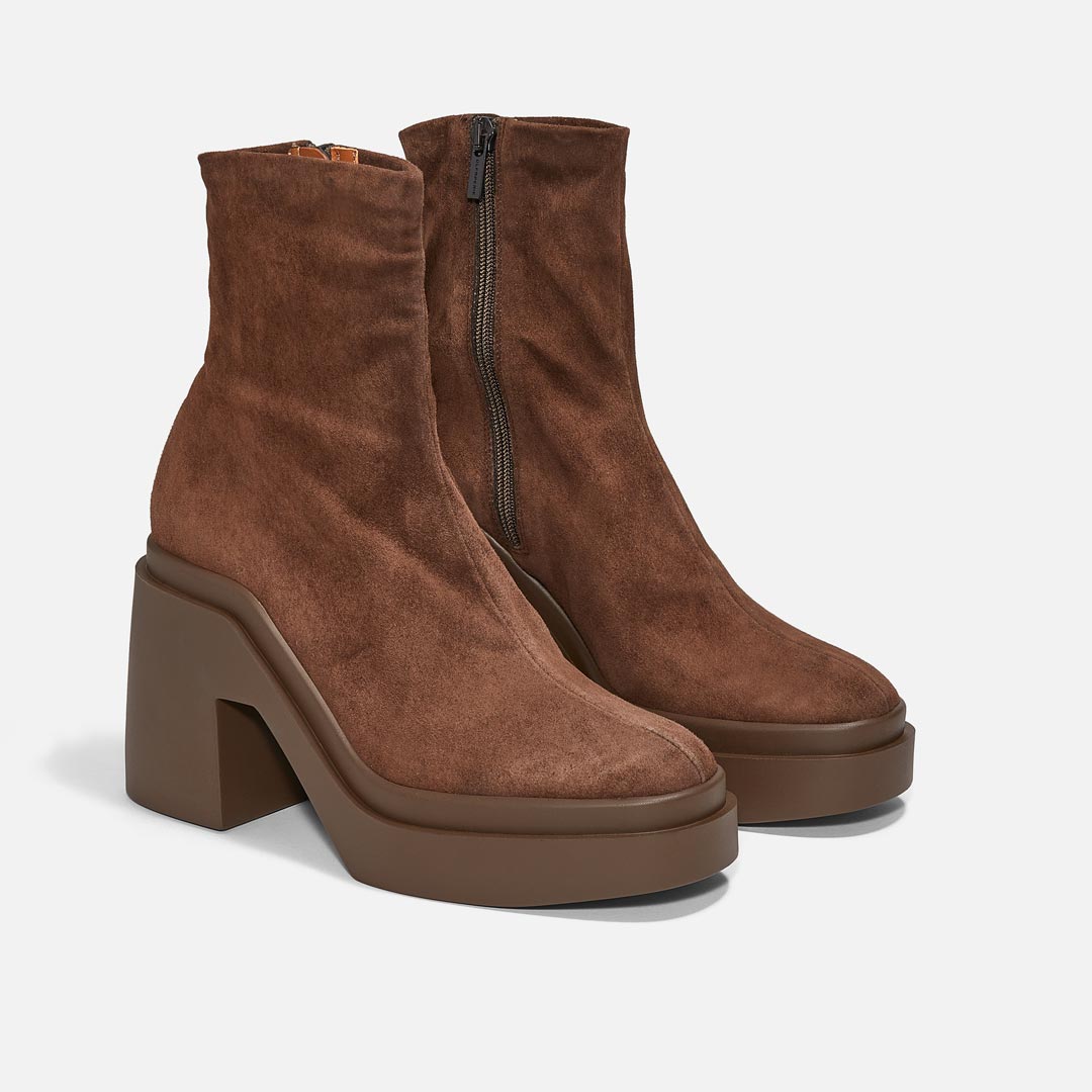 NINA ankle boots, suede lambskin brown || OUTLET