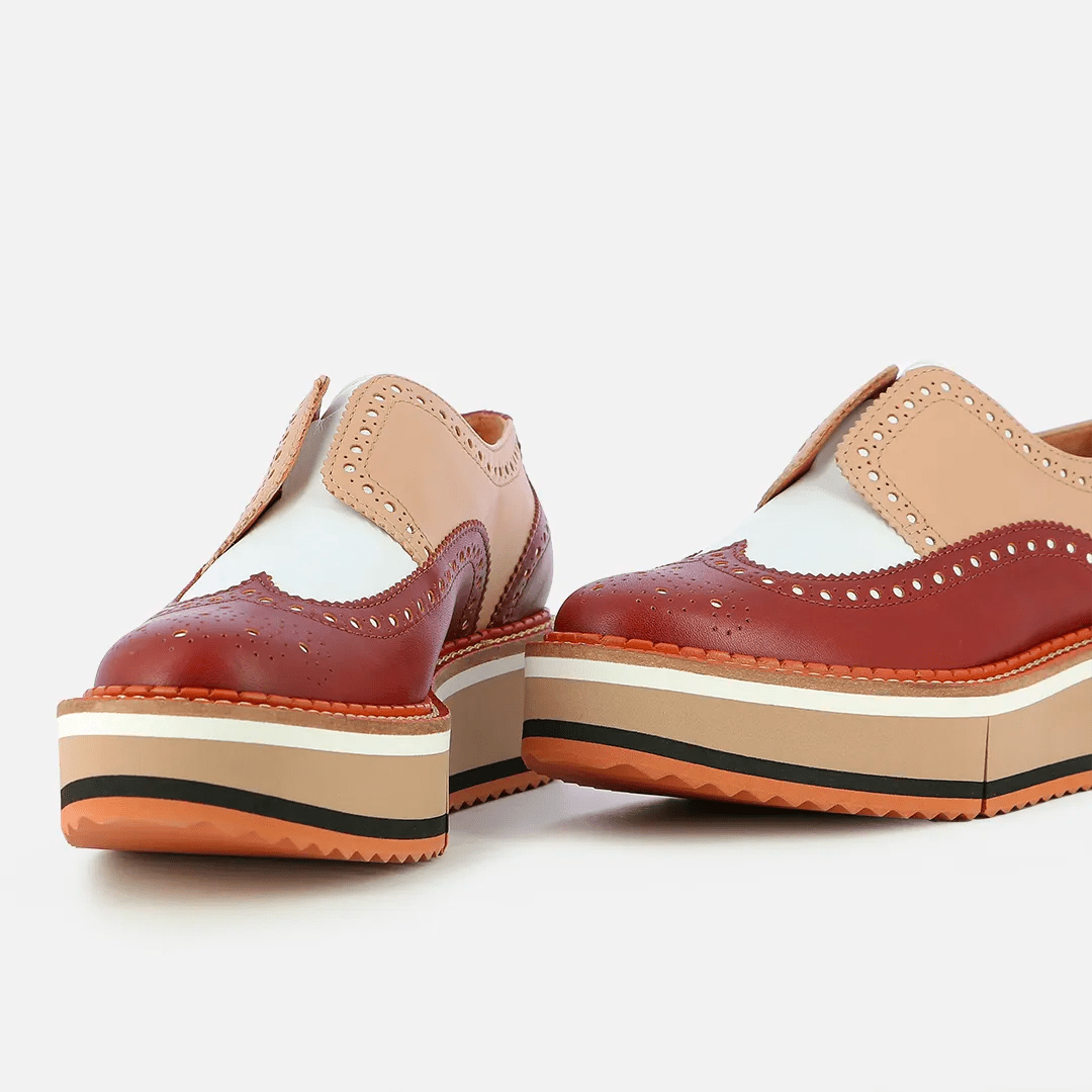 DERBIES - BECKA DERBIES BEIGE, BROWN, WHITE CALFSKIN - 3606063848718 - Clergerie Paris - Europe