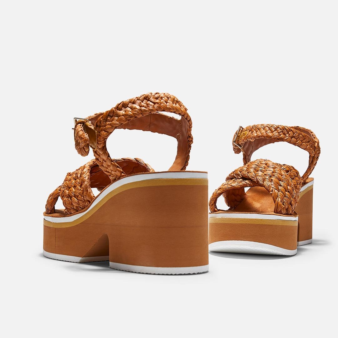 SANDALS - CHRISSY SANDALS, RESIN YELLOW RAFFIA - 3606062900462 - Clergerie Paris - Europe