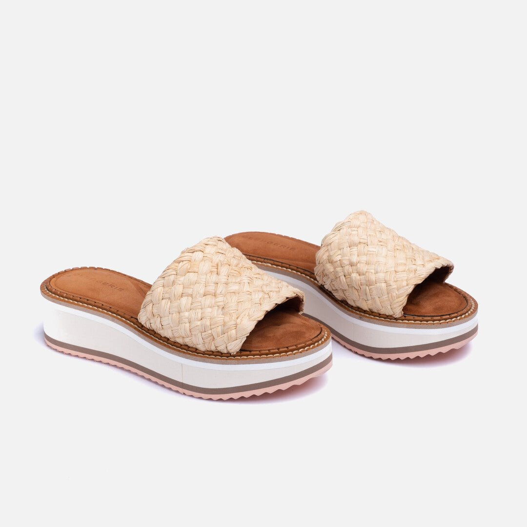 MULES - FLEURINE MULES, NATURAL RAFFIA - 3606062932111 - Clergerie Paris - Europe