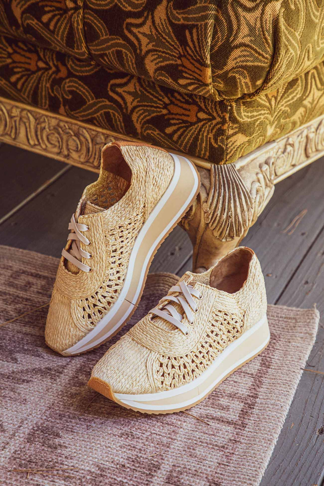 SNEAKERS - OZAN sneakers, braided fibers beige - 3606064005172 - Clergerie Paris - Europe