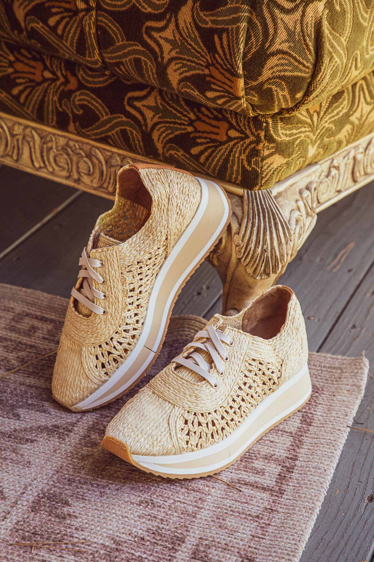 SNEAKERS - OZAN sneakers, braided fibers beige - 3606064005172 - Clergerie Paris - Europe