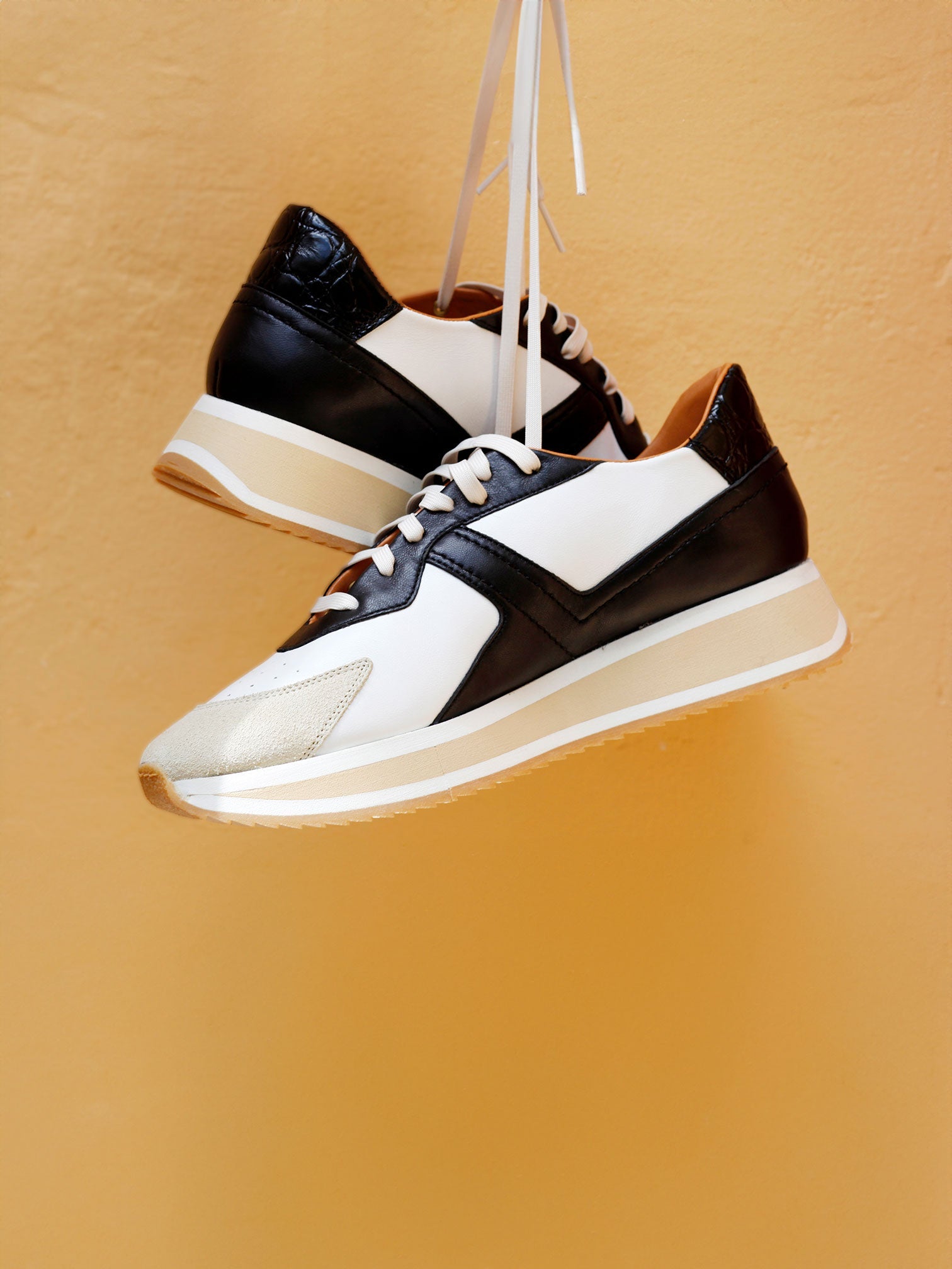 SNEAKERS - ORVIL sneakers, black, white and beige croco - 3606063637961 - Clergerie Paris - Europe