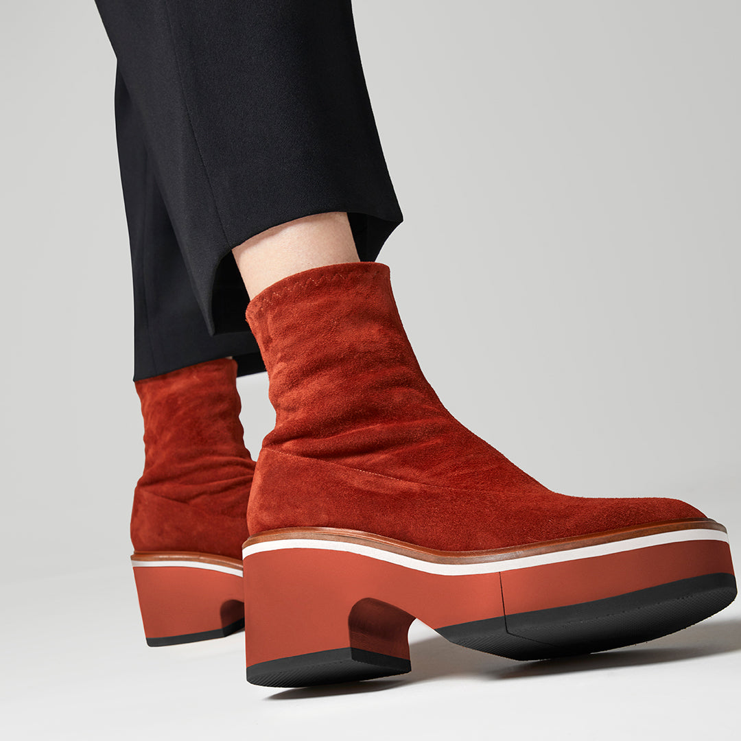 ALBANE ANKLE BOOTS, BRICK SUEDE LAMBSKIN