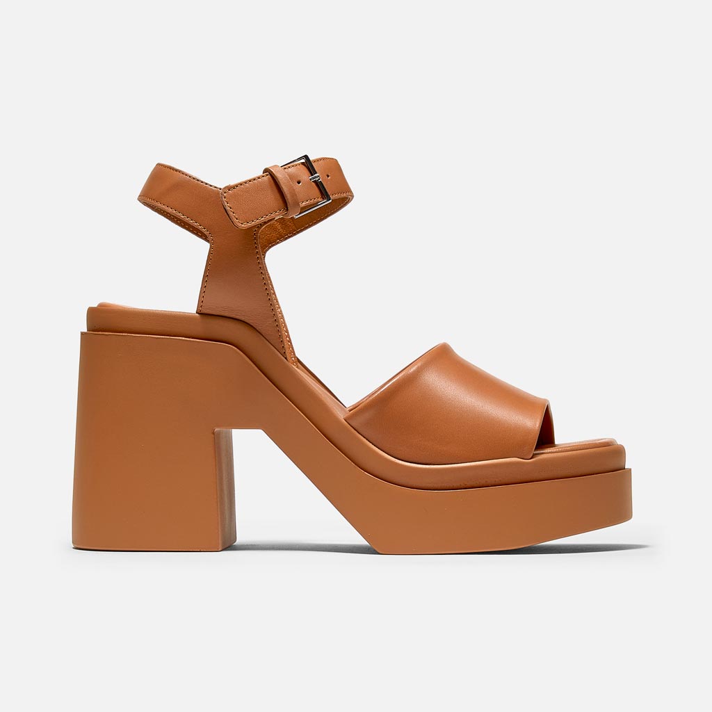 NELIO sandals, smooth calfskin brown || OUTLET