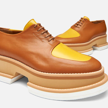 DERBIES - BANO DERBIES, RUST AND YELLOW LAMBSKIN - 3606063186636 - Clergerie Paris - Europe