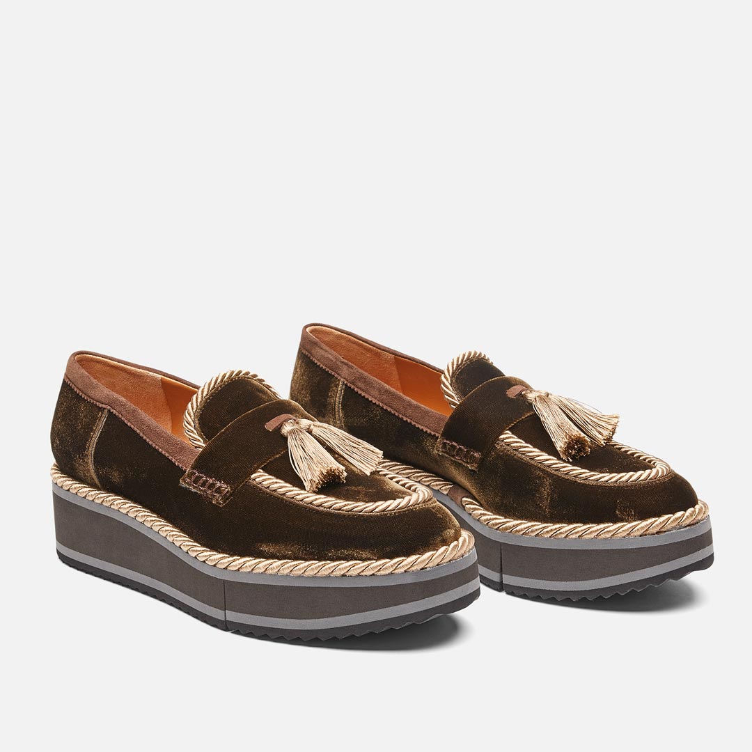 LOAFERS - BIDDIE LOAFERS, BROWN FABRIC - 3606063321419 - Clergerie Paris - Europe