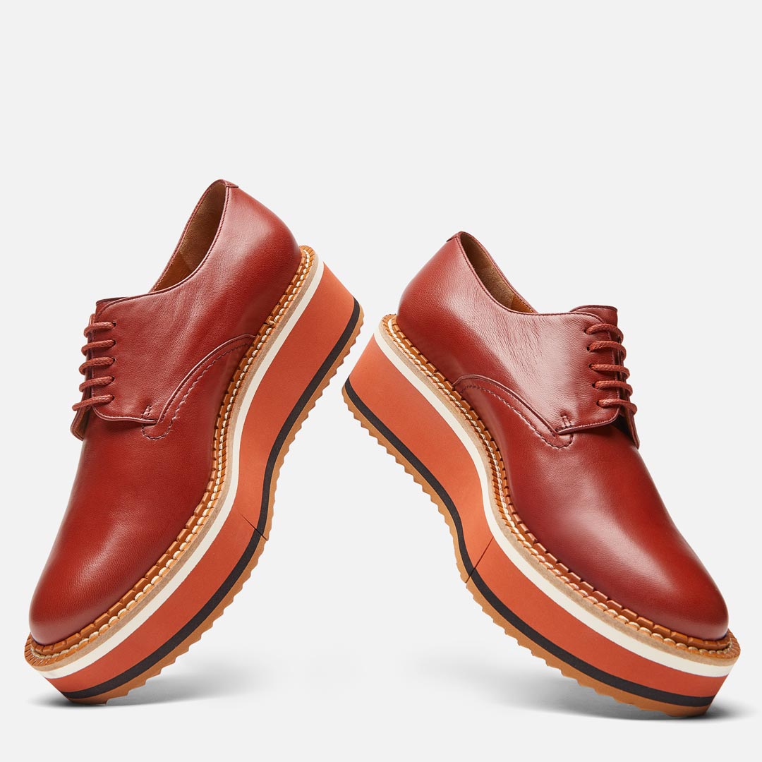 DERBIES - BROOK DERBIES, BRICK LAMBSKIN - 3606063249492 - Clergerie Paris - Europe