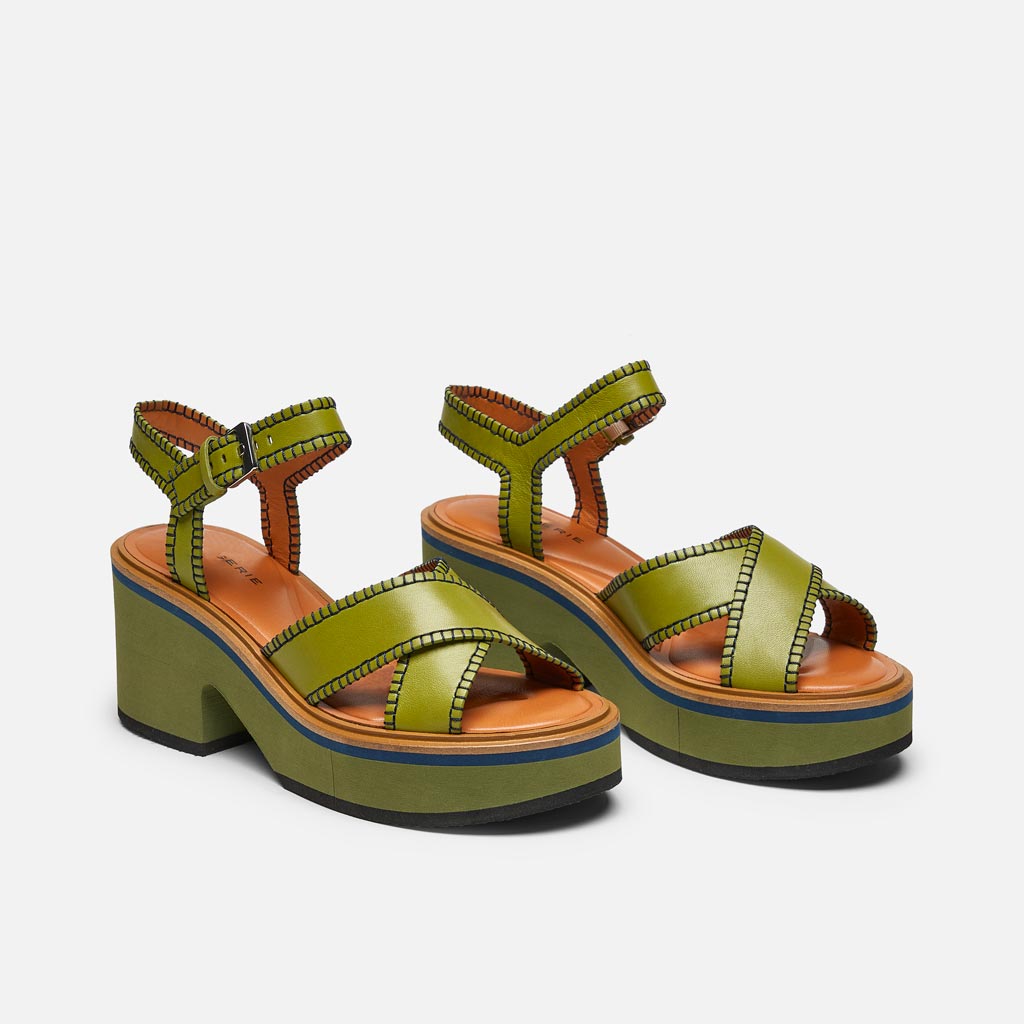 SANDALS - Charline Sandals, Aloe Green Lambskin - 3606063549653 - Clergerie Paris - Europe