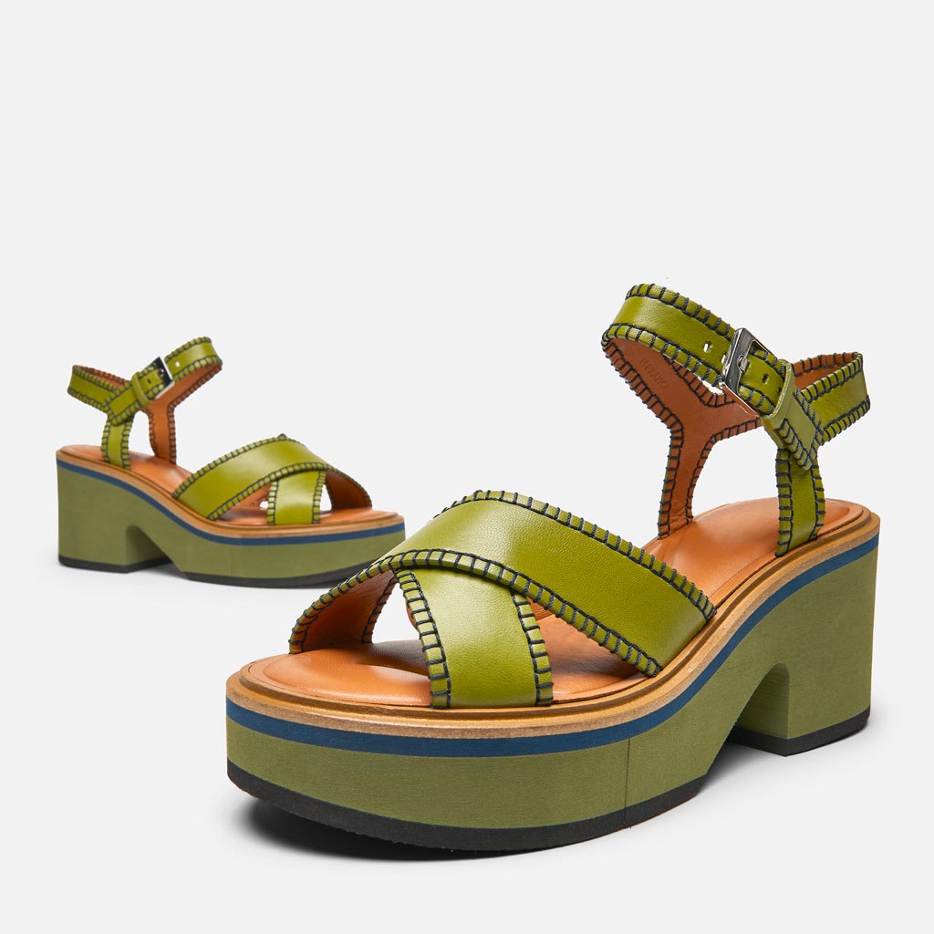SANDALS - Charline Sandals, Aloe Green Lambskin - 3606063549653 - Clergerie Paris - Europe