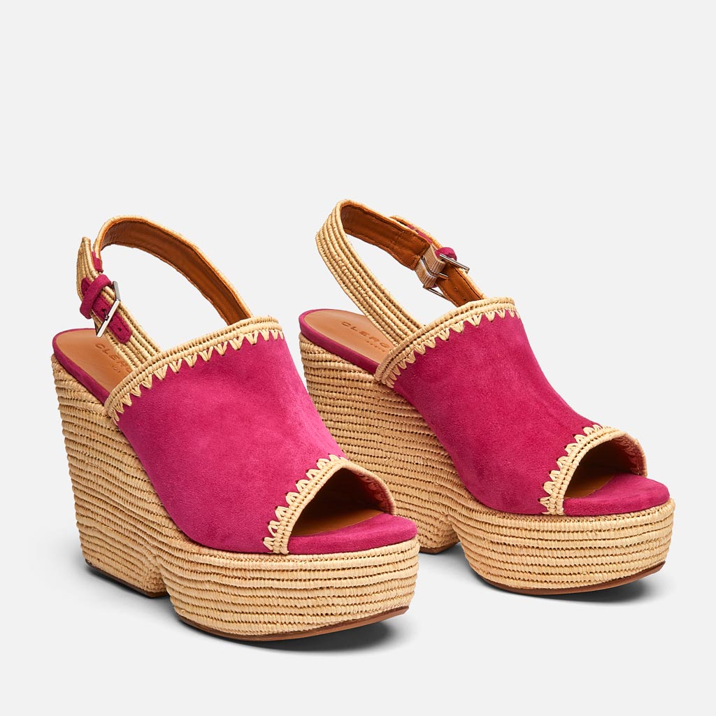 SANDALS - Damya Sandals, Hibiscus Pink Suede Goatskin - 3606063561389 - Clergerie Paris - Europe