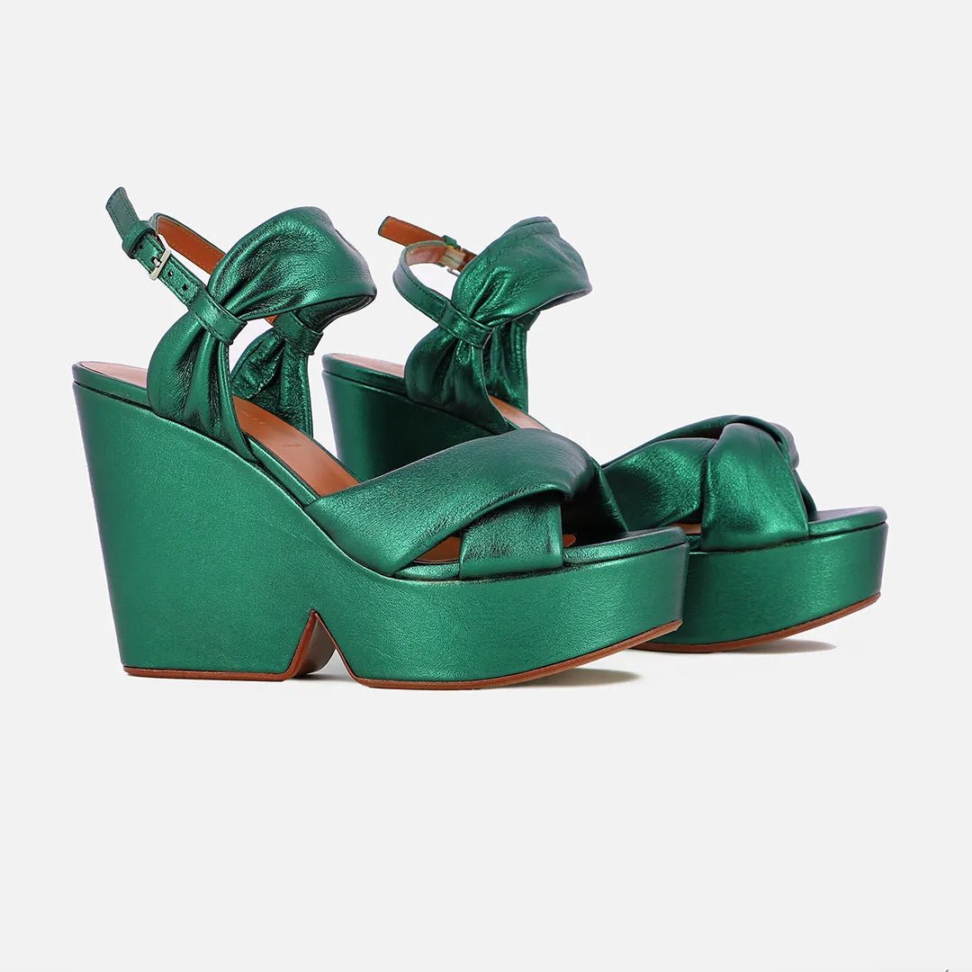 SANDALS - DARLIE LAMBSKIN GREEN METALLIC - 3606063895897 - Clergerie Paris - Europe