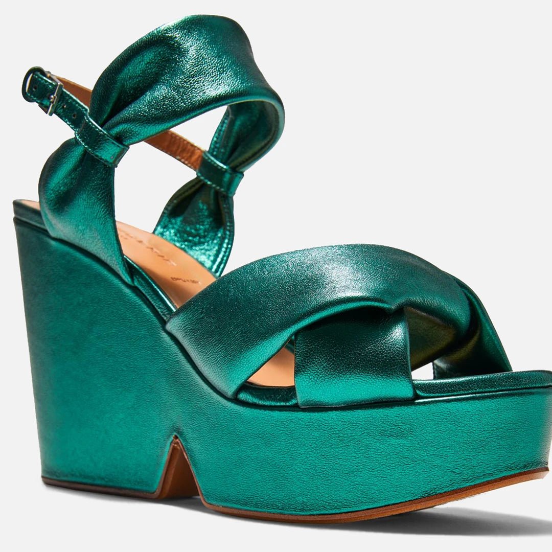 SANDALS - DARLIE LAMBSKIN GREEN METALLIC - 3606063895897 - Clergerie Paris - Europe
