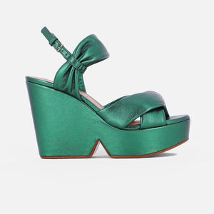 SANDALS - DARLIE LAMBSKIN GREEN METALLIC - 3606063895897 - Clergerie Paris - Europe