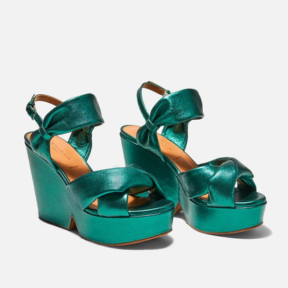 SANDALS - DARLIE LAMBSKIN GREEN METALLIC - 3606063895897 - Clergerie Paris - Europe