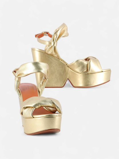 SANDALS - DARLIE sandals, lambskin gold metallic - 3606063896047 - Clergerie Paris - Europe