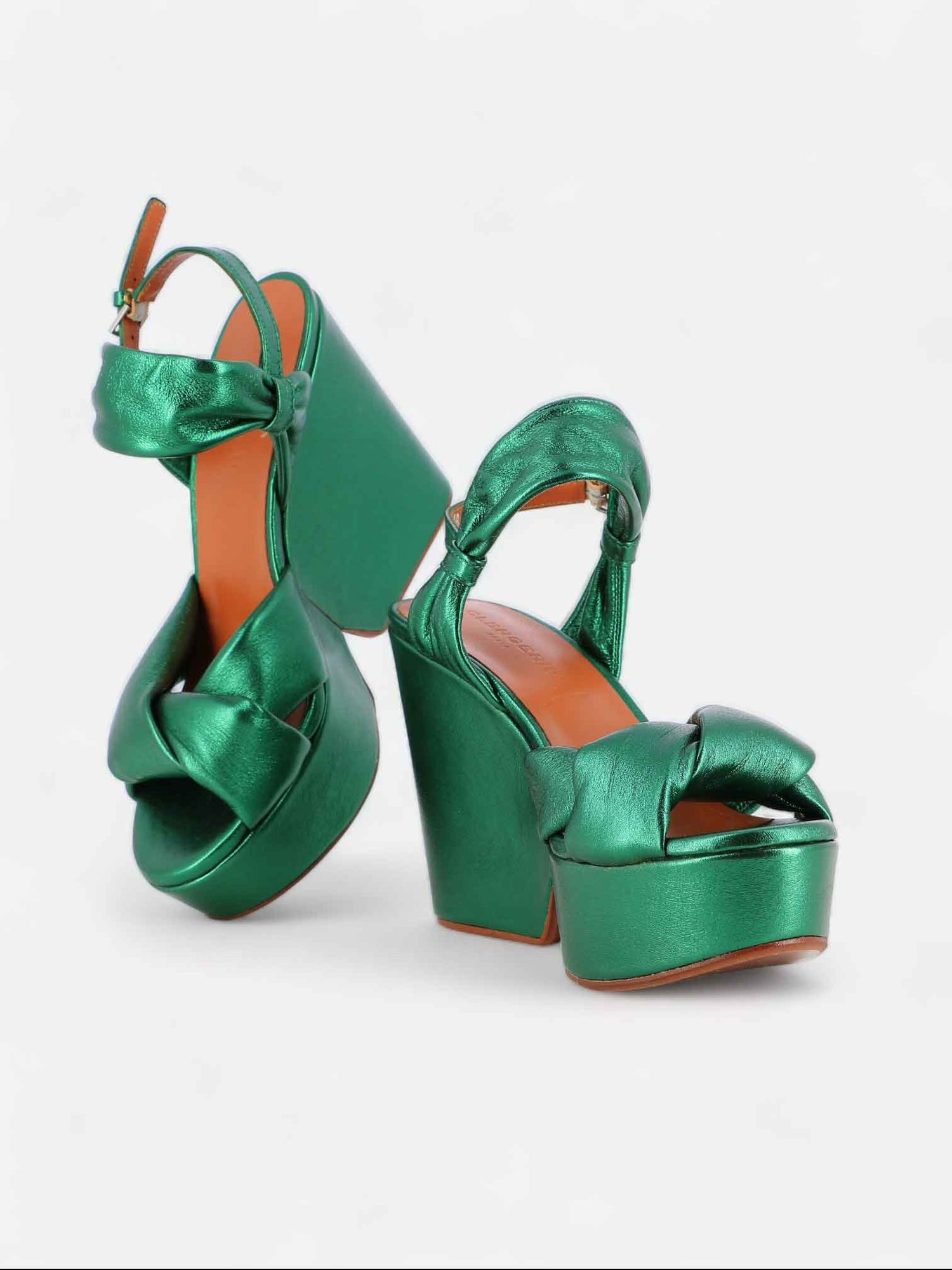 SANDALS - DARLIE sandals, lambskin green metallic - 3606063895897 - Clergerie Paris - Europe