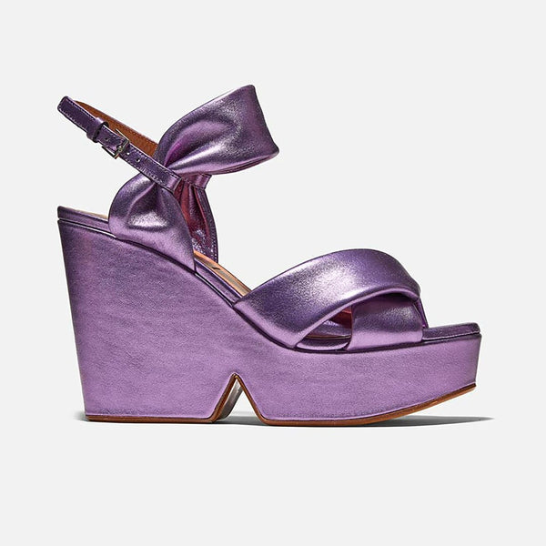 SANDALS - DARLIE sandals, lambskin purple metallic || OUTLET