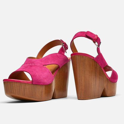 SANDALS - Dava Sandals, Hibiscus Pink Suede Goatskin - 3606063613385 - Clergerie Paris - Europe