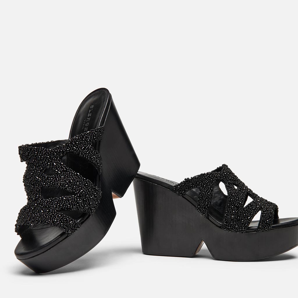MULES - Delphy Mules, Black Fabric and Pearls - 3606063617673 - Clergerie Paris - Europe