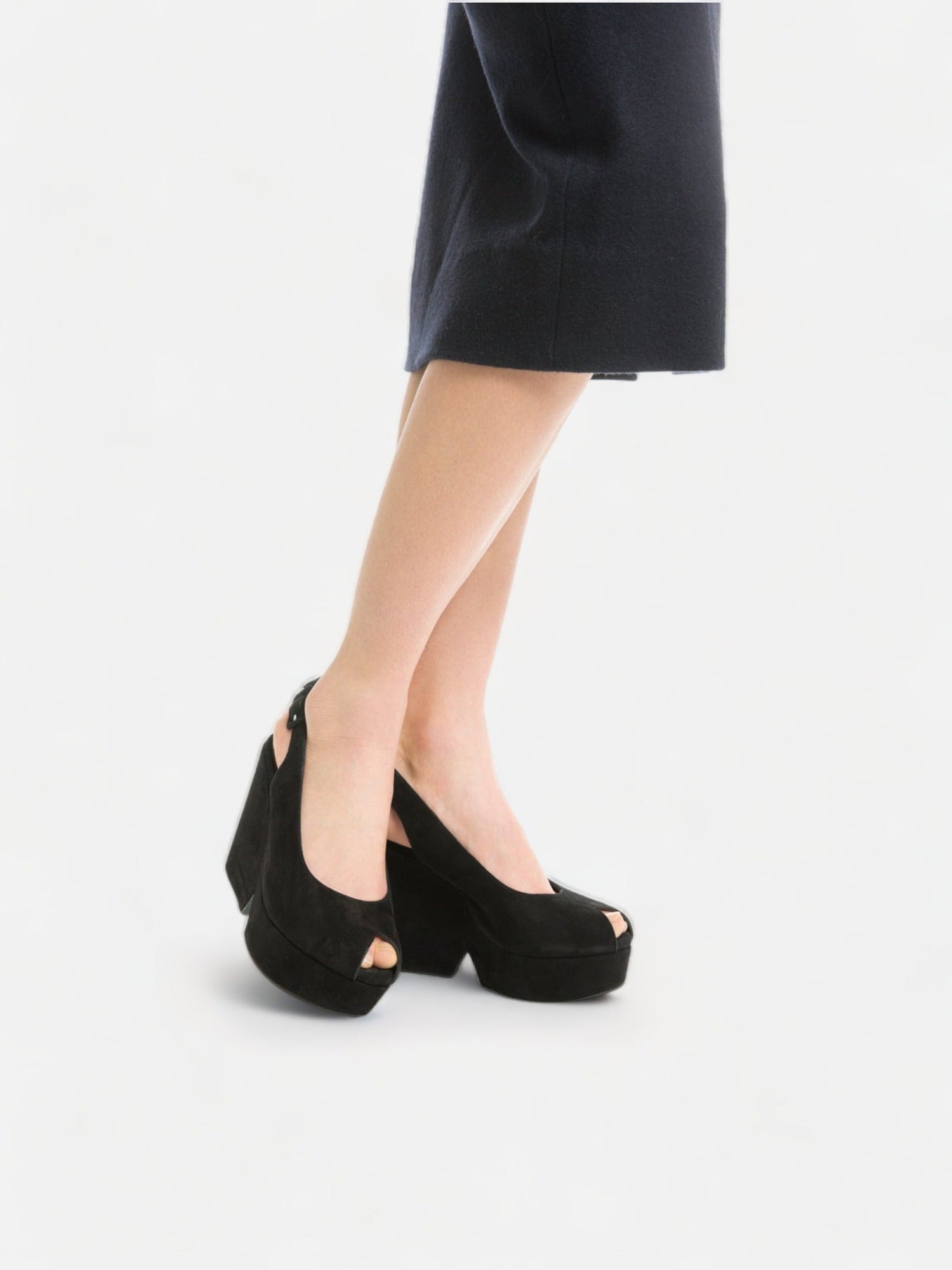 WEDGES DYLAN wedges, suede goatskin black Clergerie Paris
