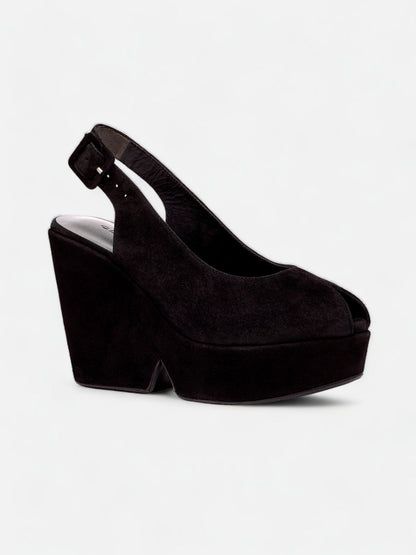 WEDGES - DYLAN wedges, suede goatskin black - 3606063850544 - Clergerie Paris - Europe