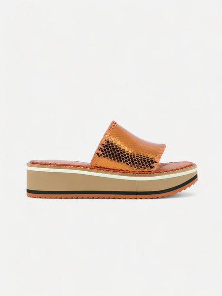 新品同様 fast-mules-metallic-snake- 靴
