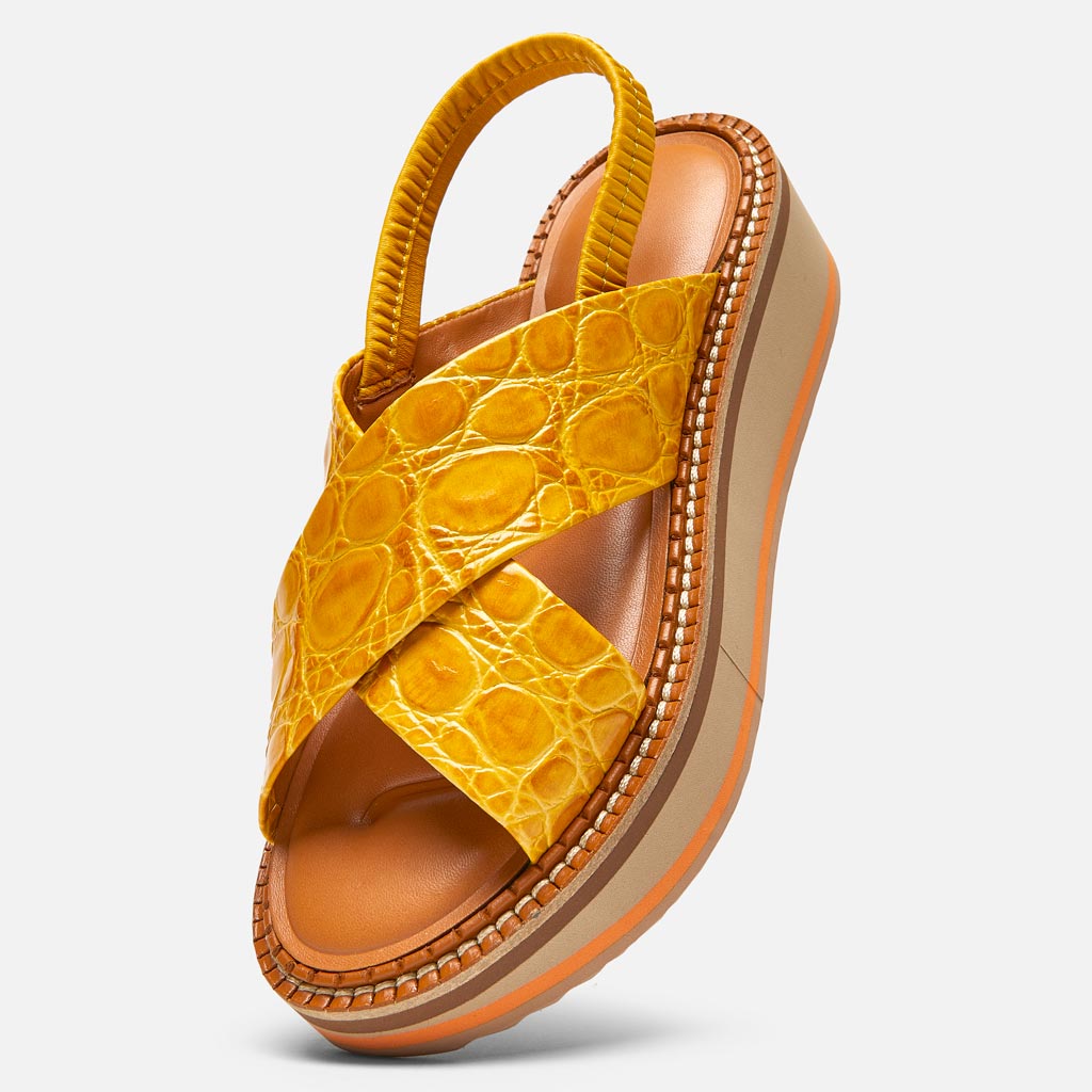 SANDALS - Freedom Sandals, Mango Croco Calfskin - 3606063548298 - Clergerie Paris - Europe