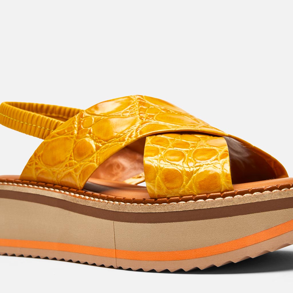 SANDALS - Freedom Sandals, Mango Croco Calfskin - 3606063548298 - Clergerie Paris - Europe