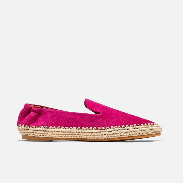 LOAFERS - Irmis Loafers, Hibiscus Pink Goatskin and Natural Straw - 3606063528962 - Clergerie Paris - Europe