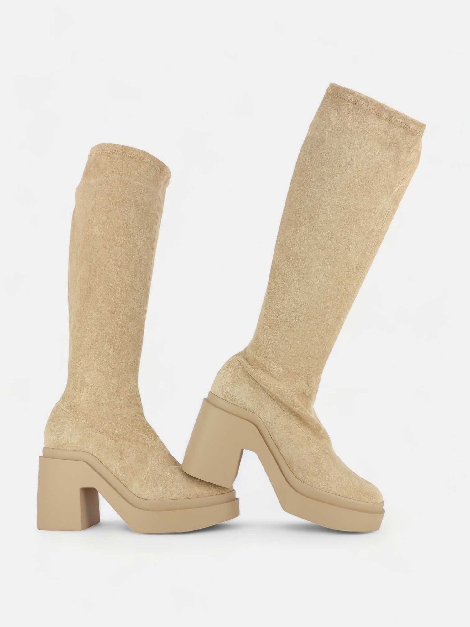 HIGH BOOTS - NALINI boots, stretch suede lambskin beige - 3606063818629 - Clergerie Paris - Europe