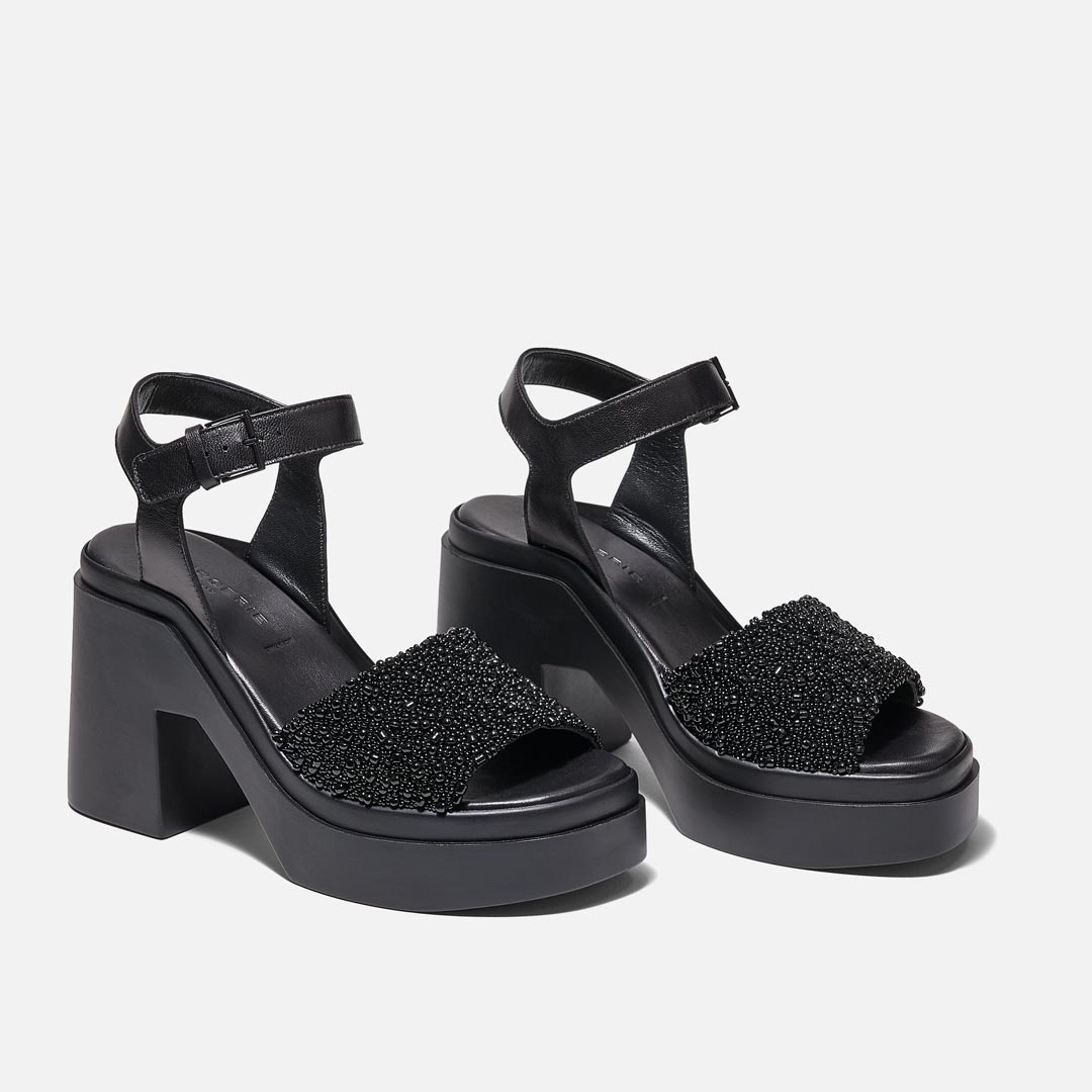 SANDALS - NESSIM sandals, pearls black lambskin - 3606063635608 - Clergerie Paris - Europe