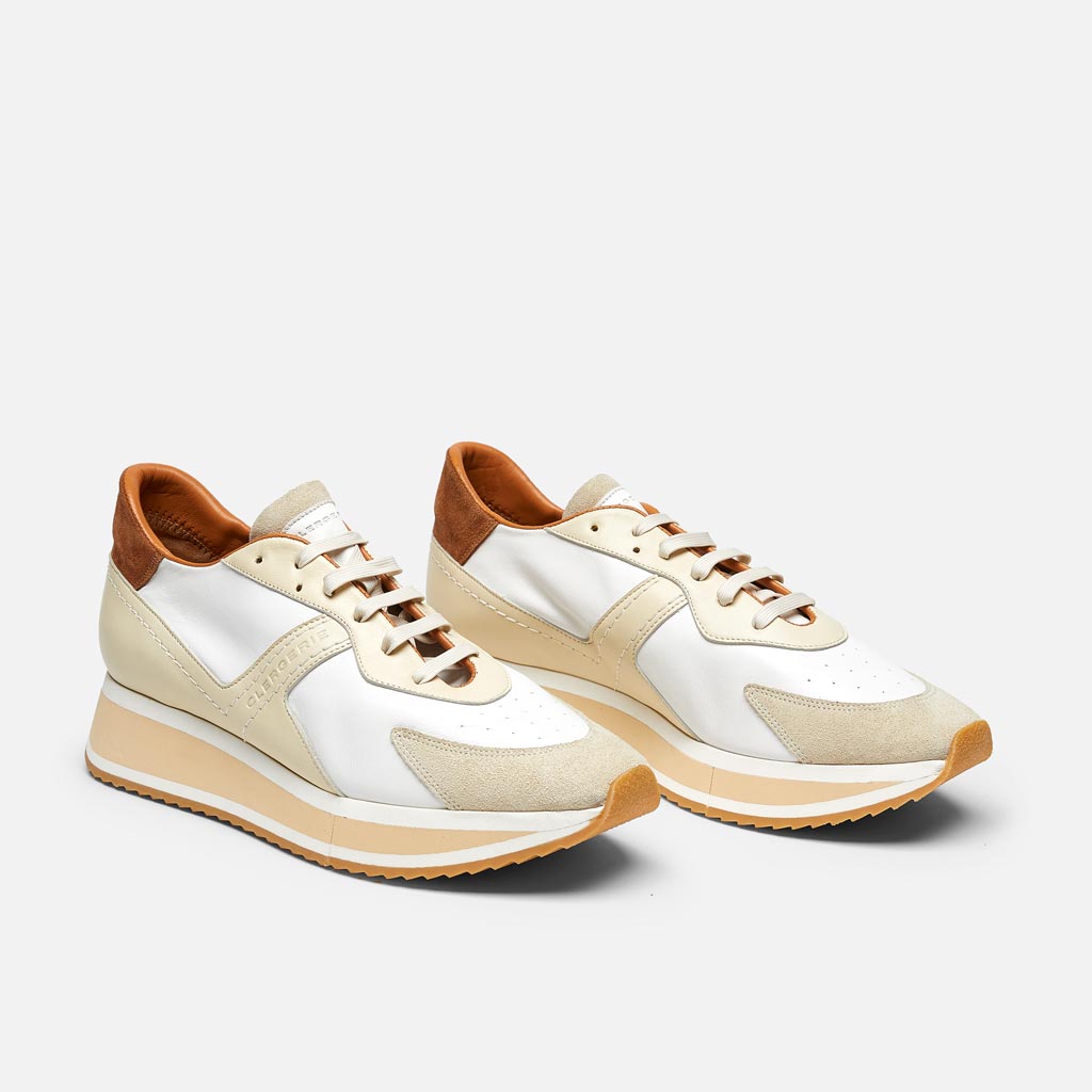 SNEAKERS - ORVIL snearkers, white, brown and beige - 3606063637626 - Clergerie Paris - Europe